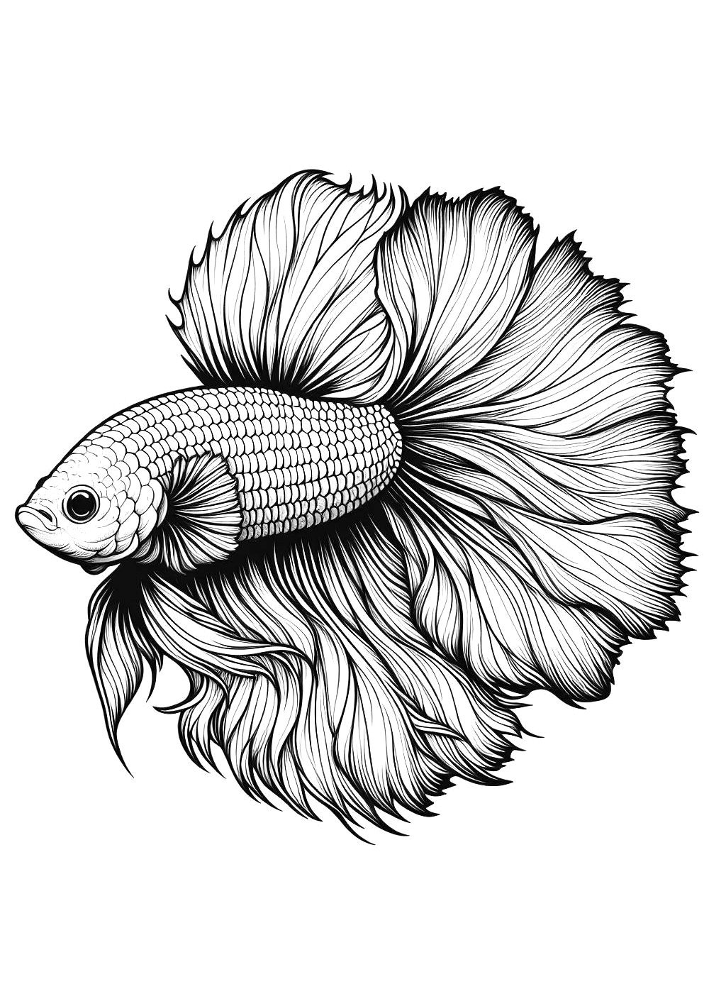 Dibujos Para Imprimir Y Colorear De Fish Betta Fish Realistic