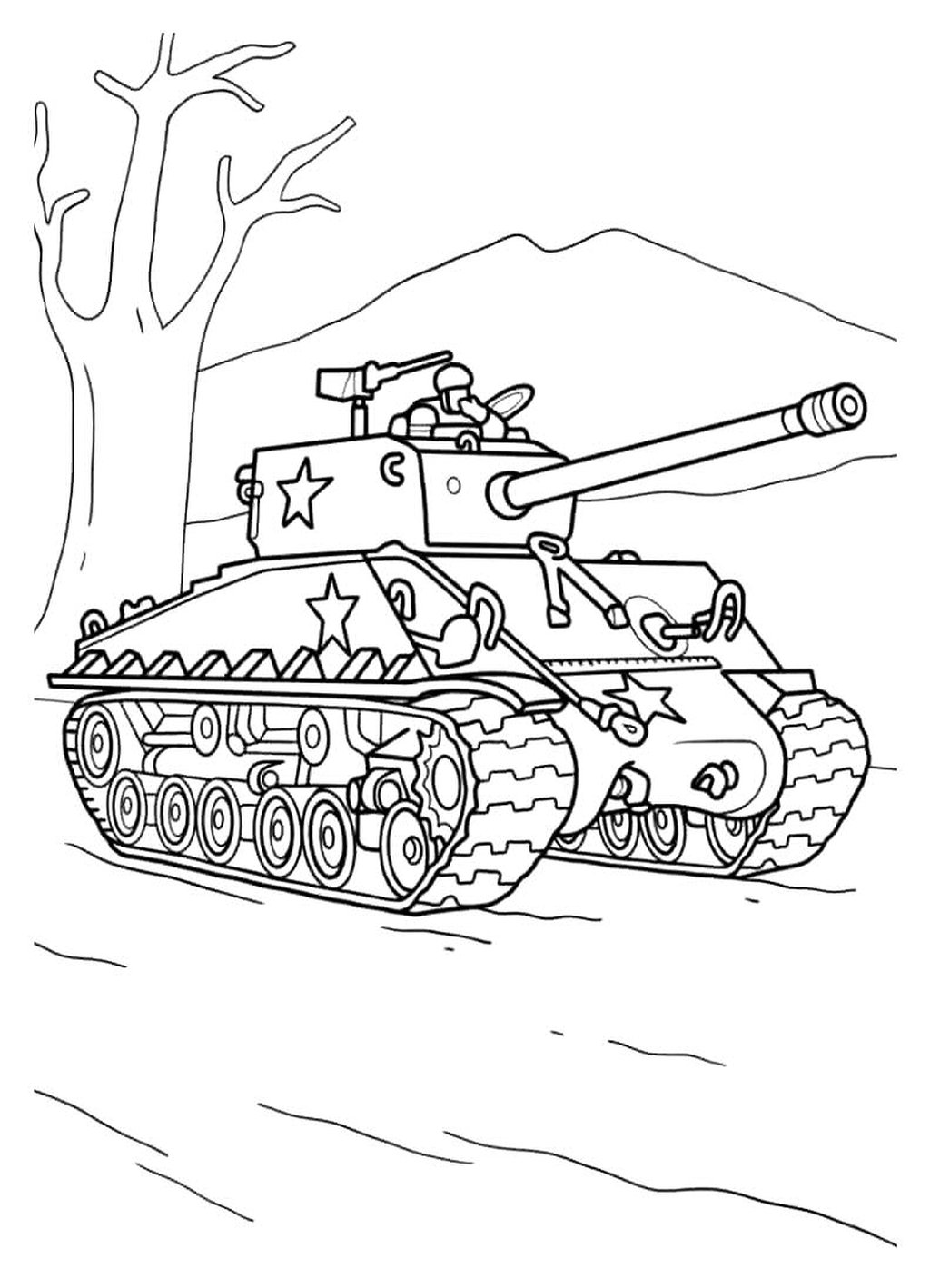 Army Scene Tank Printable Pages