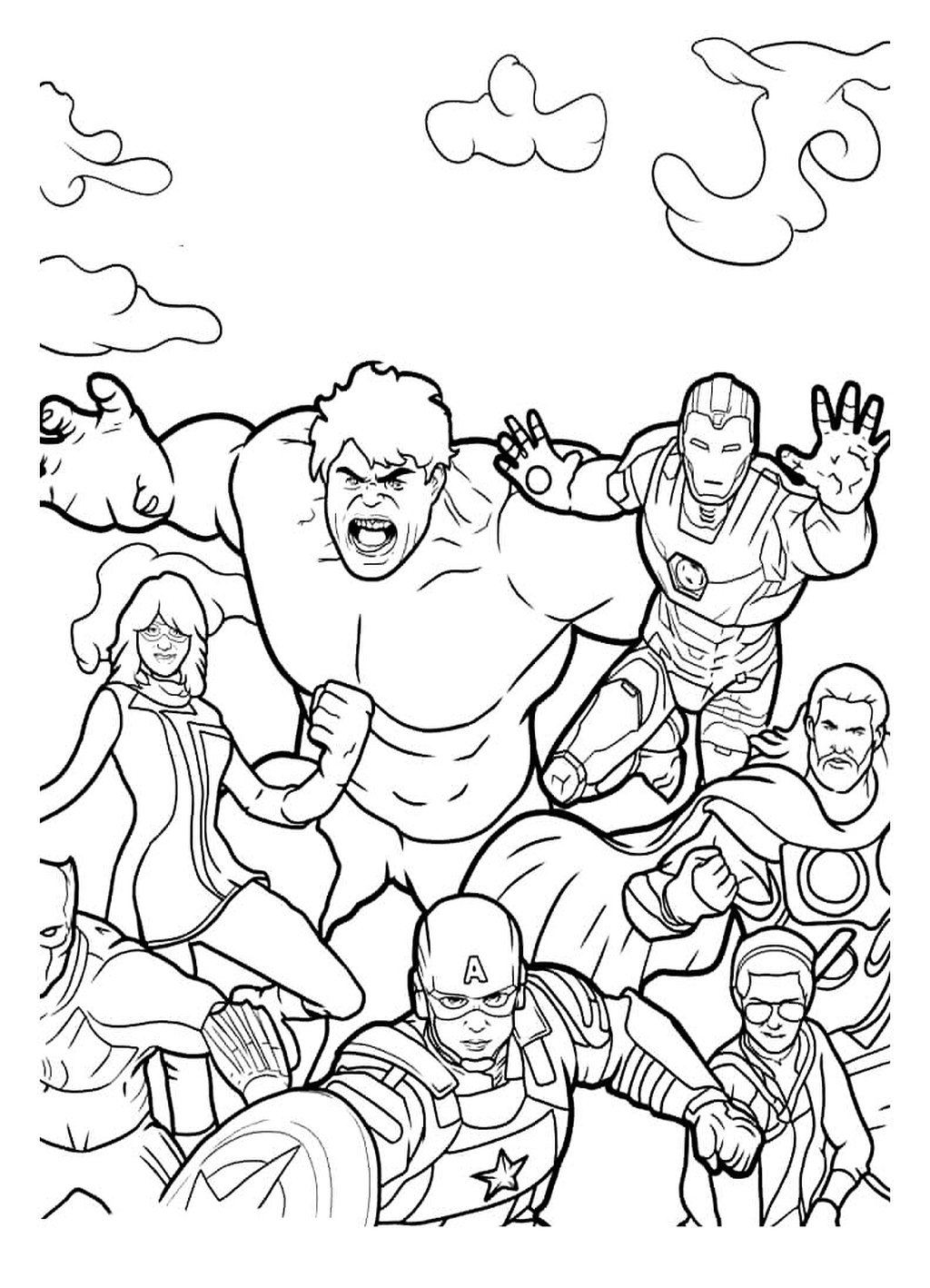 Dibujos para imprimir y colorear de Avengers Hulk And Others