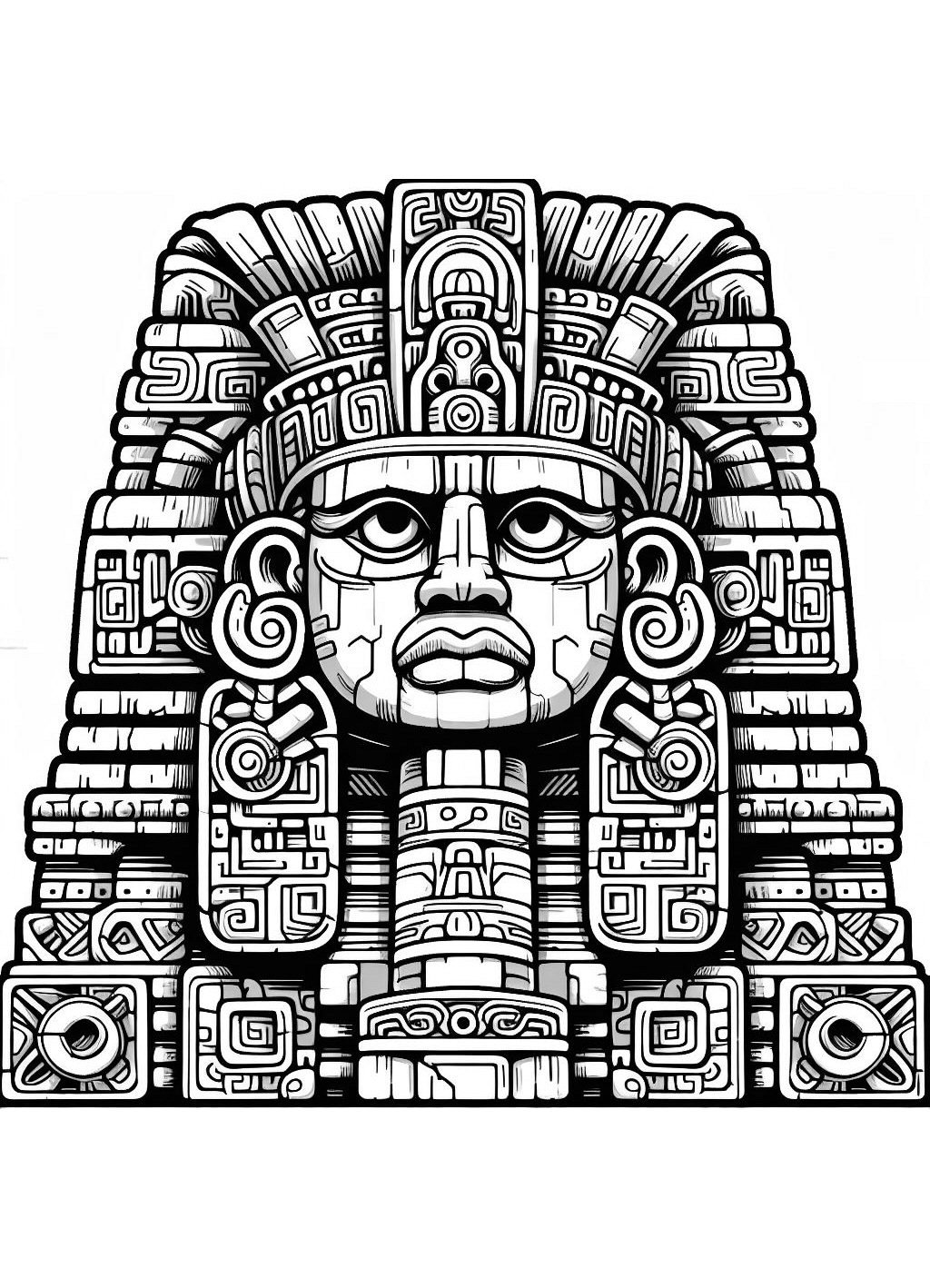 Aztec Big Statue Printable Pages