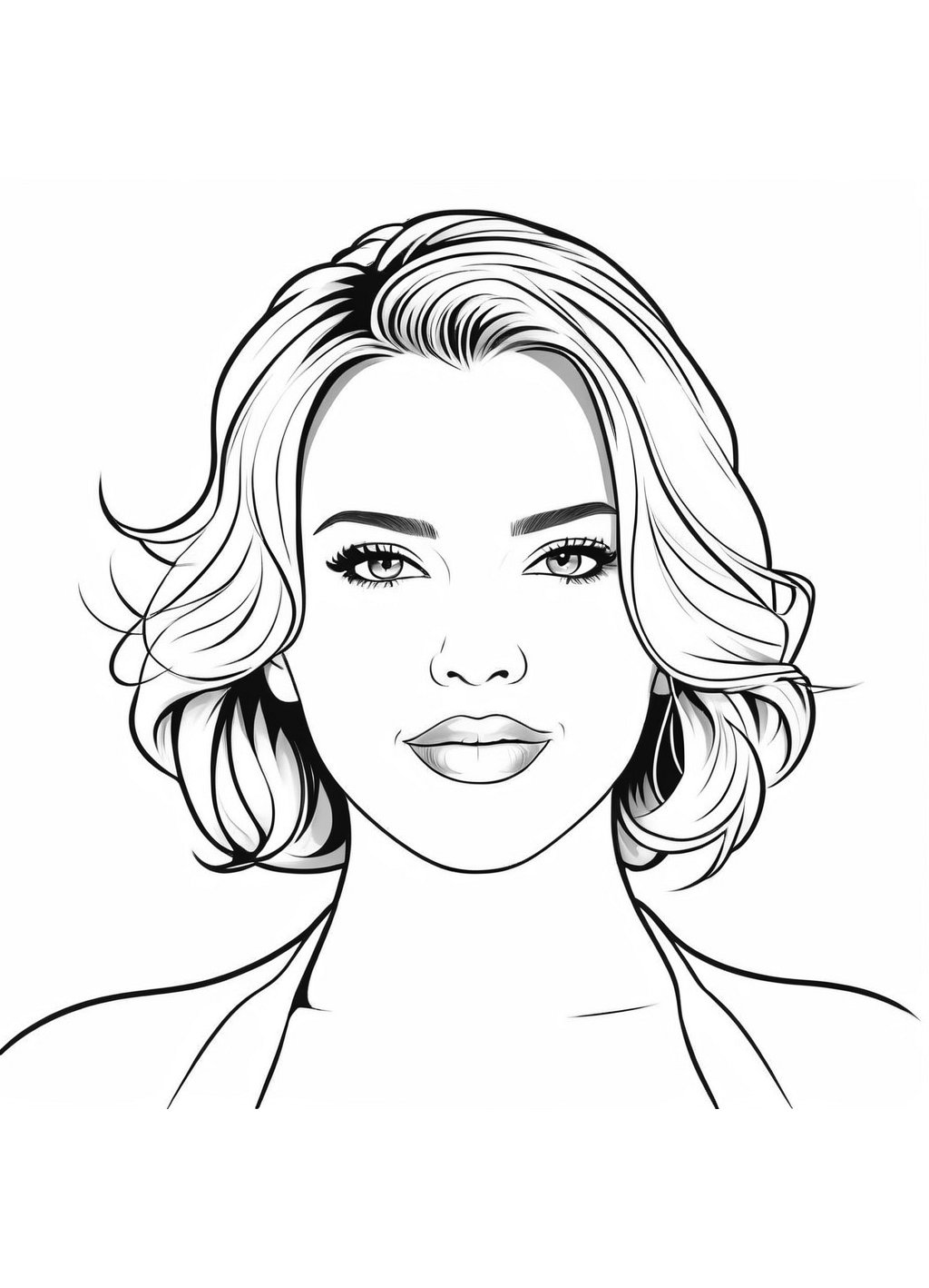 Dibujos para imprimir y colorear de Celebrities Scarlett Johansson 1