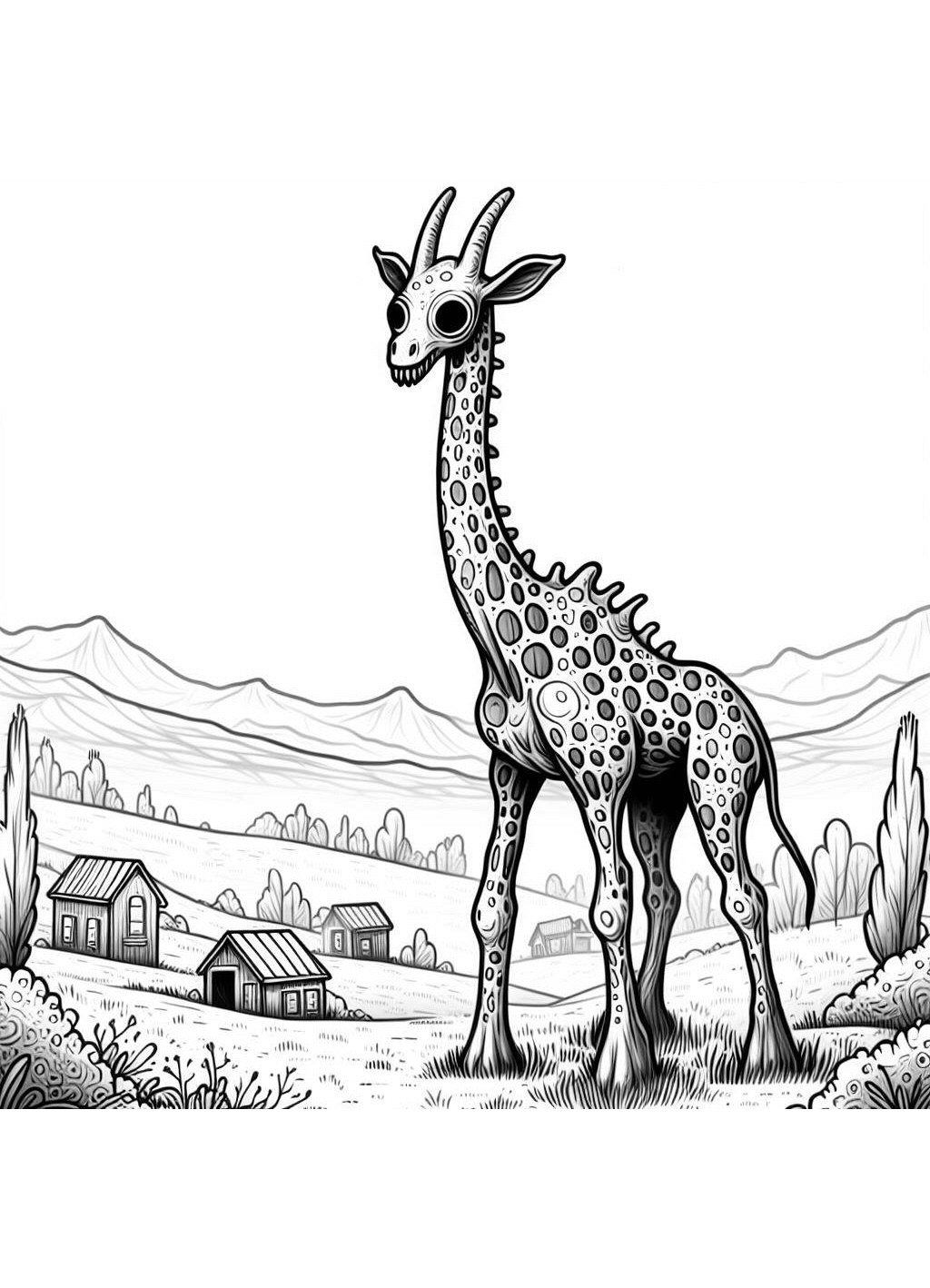 Dibujos para imprimir y colorear de Creepy Giraffe Monster