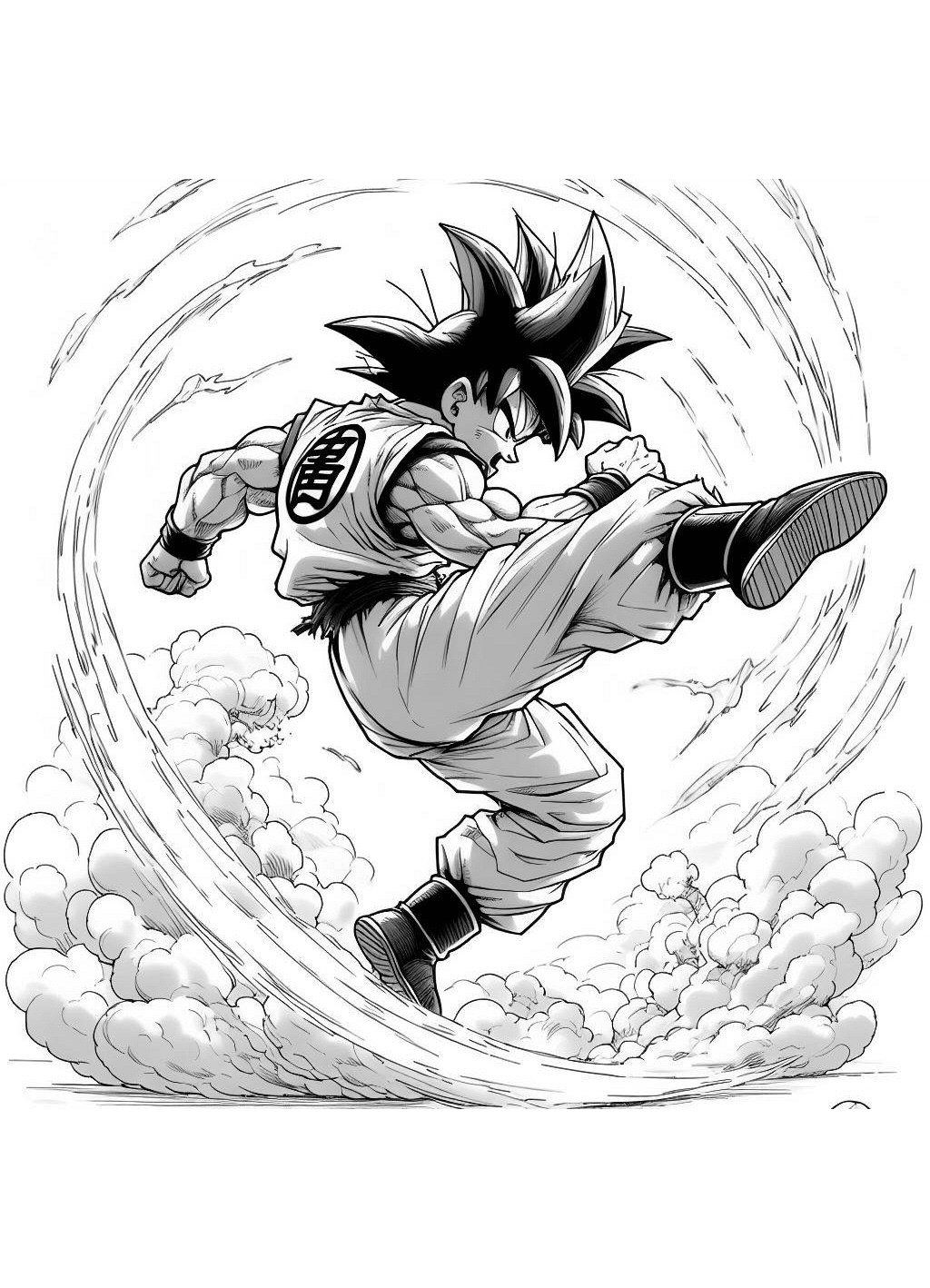 Dbz Spinning Kick Goku Printable Pages