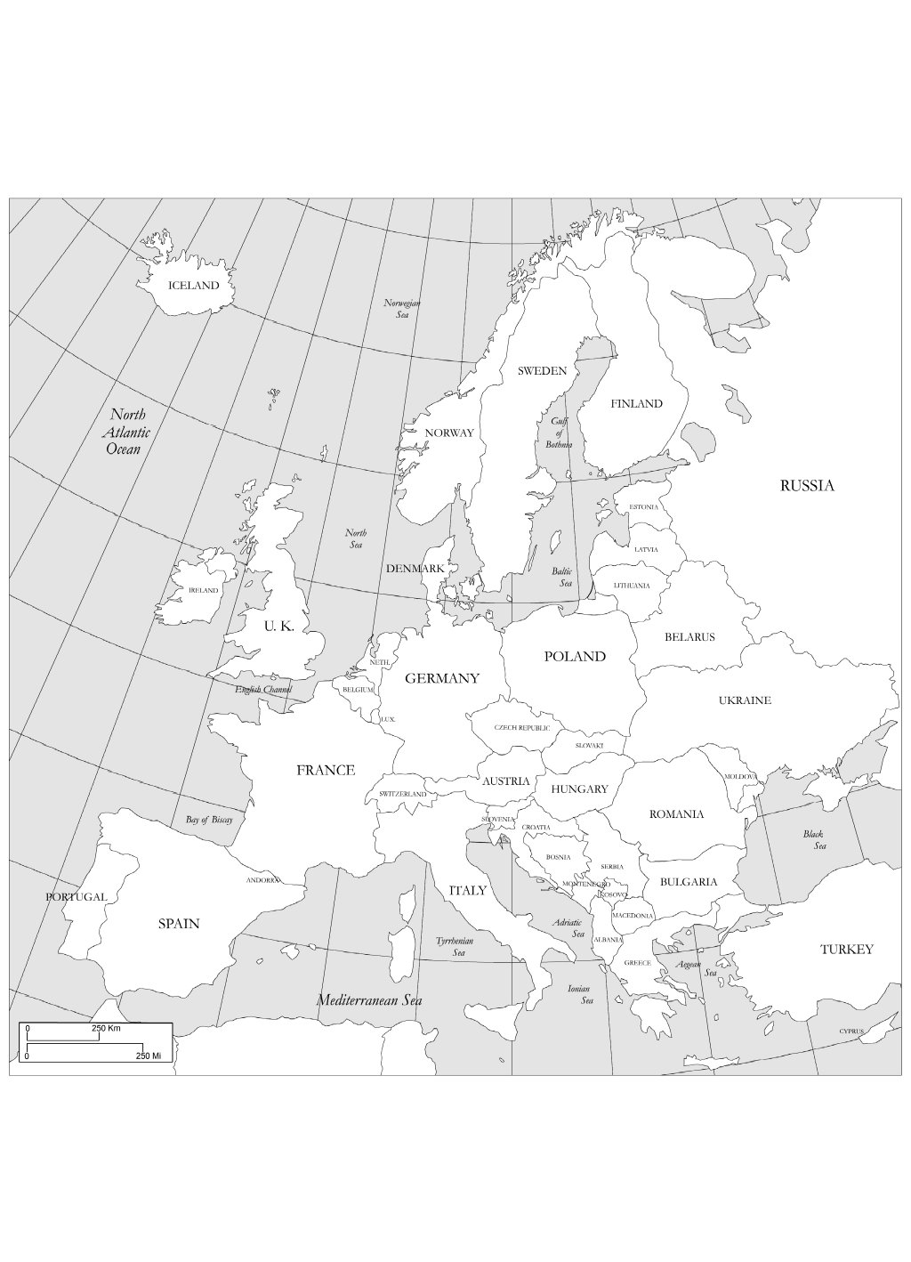 Europe Map 10 Printable Pages