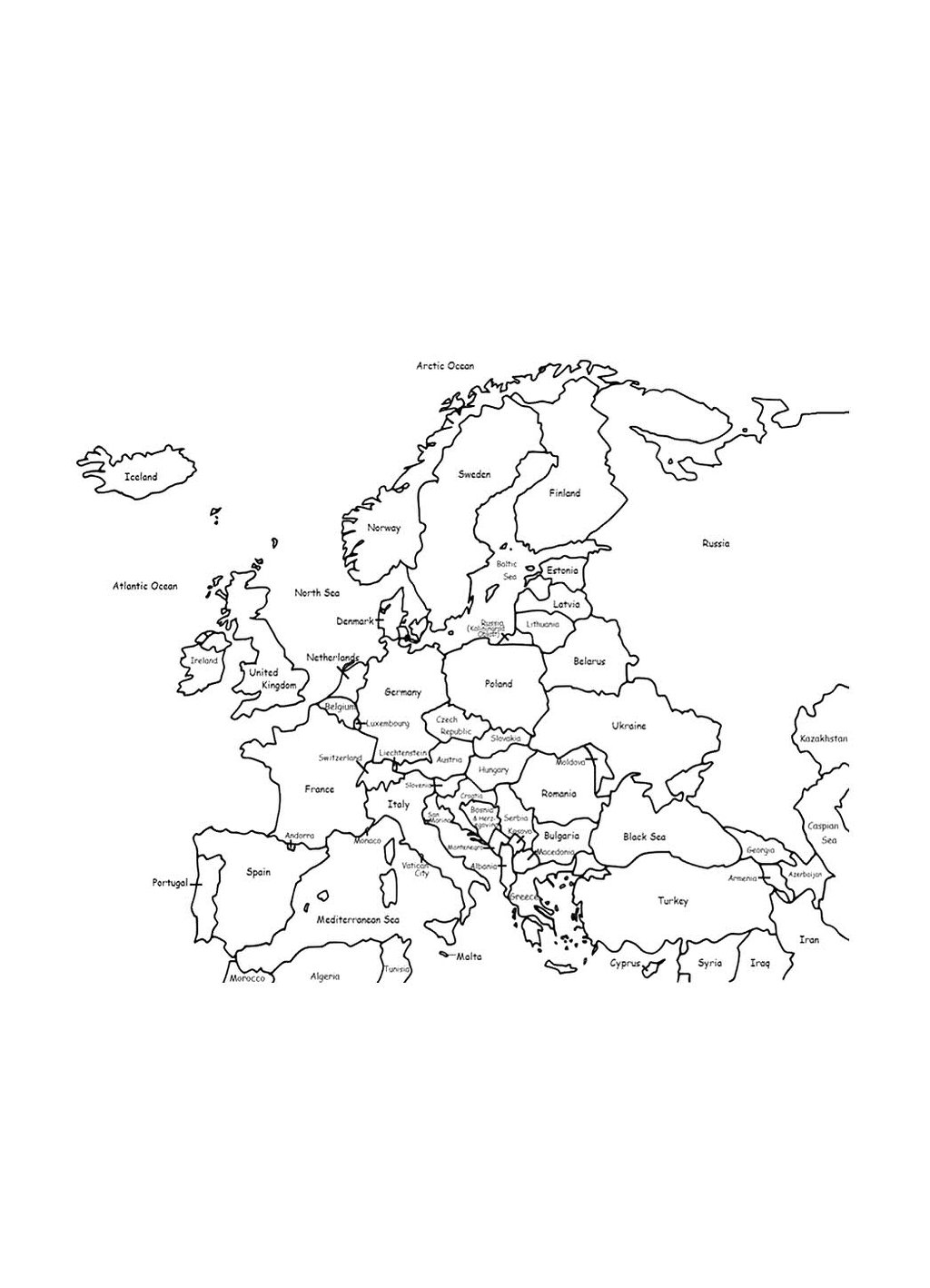 Europe Map 4 Printable Pages