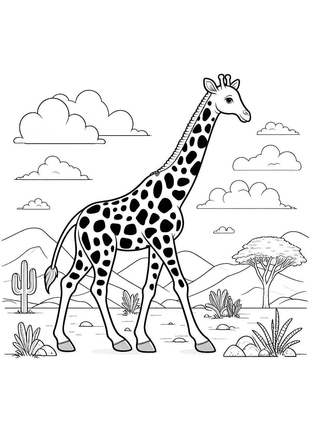 Giraffe Is Walking Printable Pages