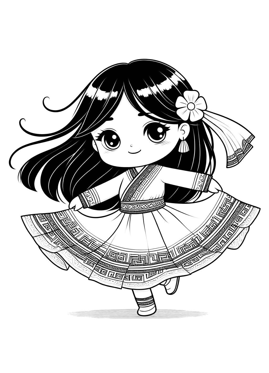 Dibujos para imprimir y colorear de Hmong Girl Dance