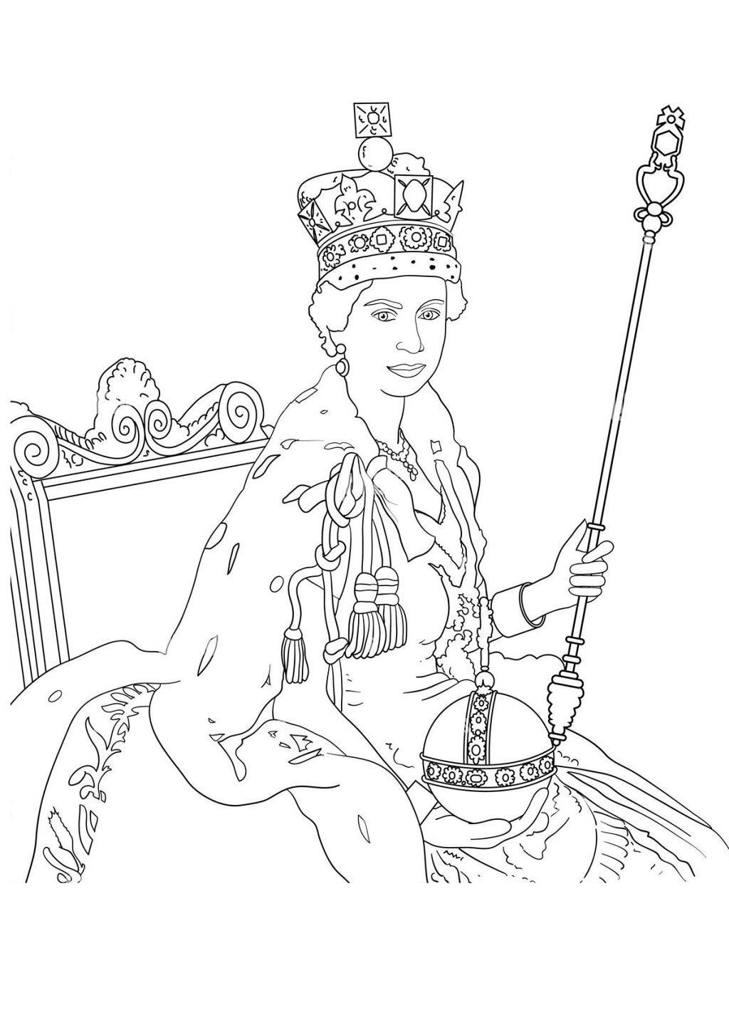 Dibujos para imprimir y colorear de Queen Elizabeth 22